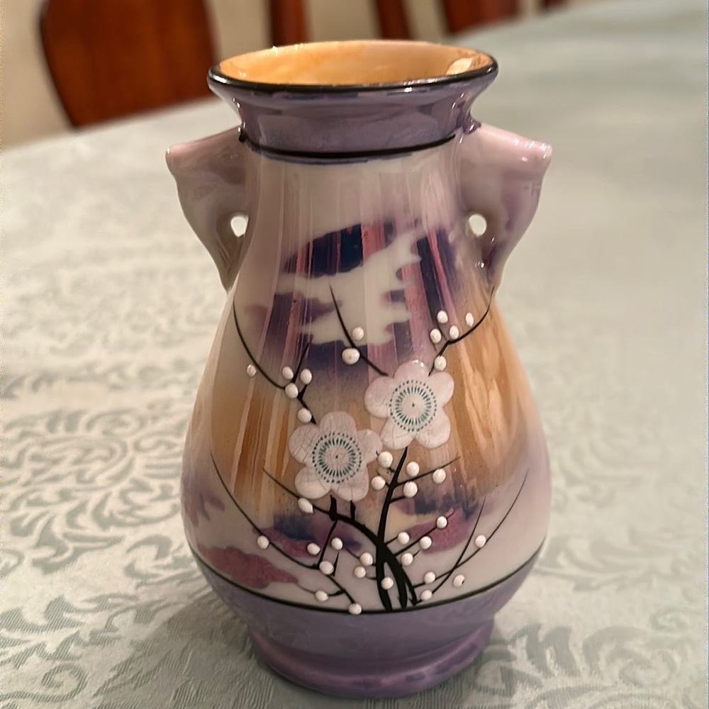 Cherry Blossom purple and peach Lusterware Vase